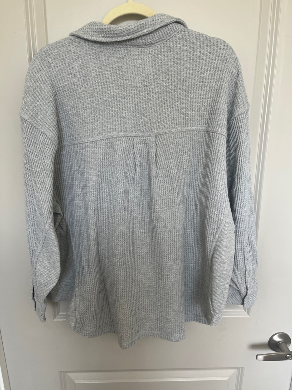 aerie Gray Waffle Knit Button Front Shirt - Picture 2 of 5